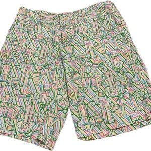 Lilly Pulitzer Cream Multicolor Printed Bermuda Shorts